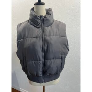 Madden Girl Gray Puffer Vest Women’s Size XL Zip Front Lightweight Quilted